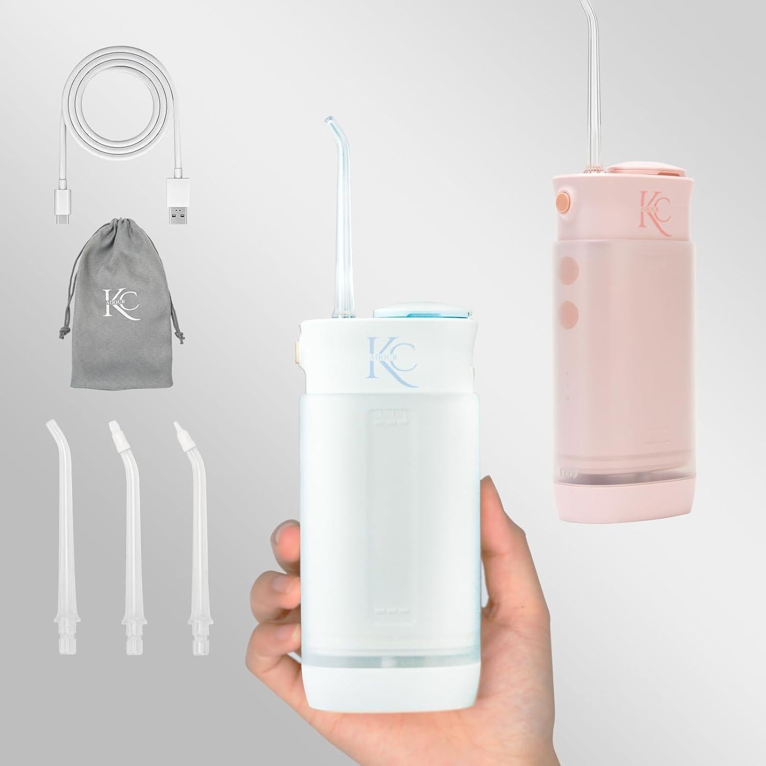 Hilo Dental Portátil con Agua KC Adour - Rosa, 4 Modos, 180ml