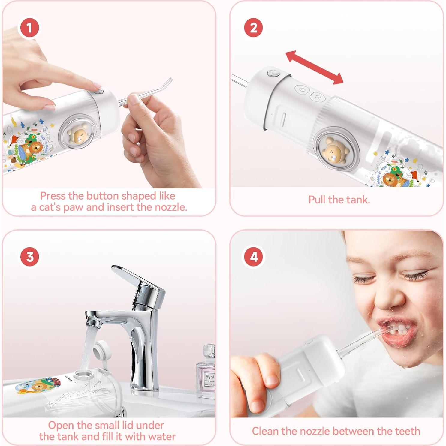 Irrigador Dental Portátil YK-Mak para Niños, 3 Modos, 4 Boquillas