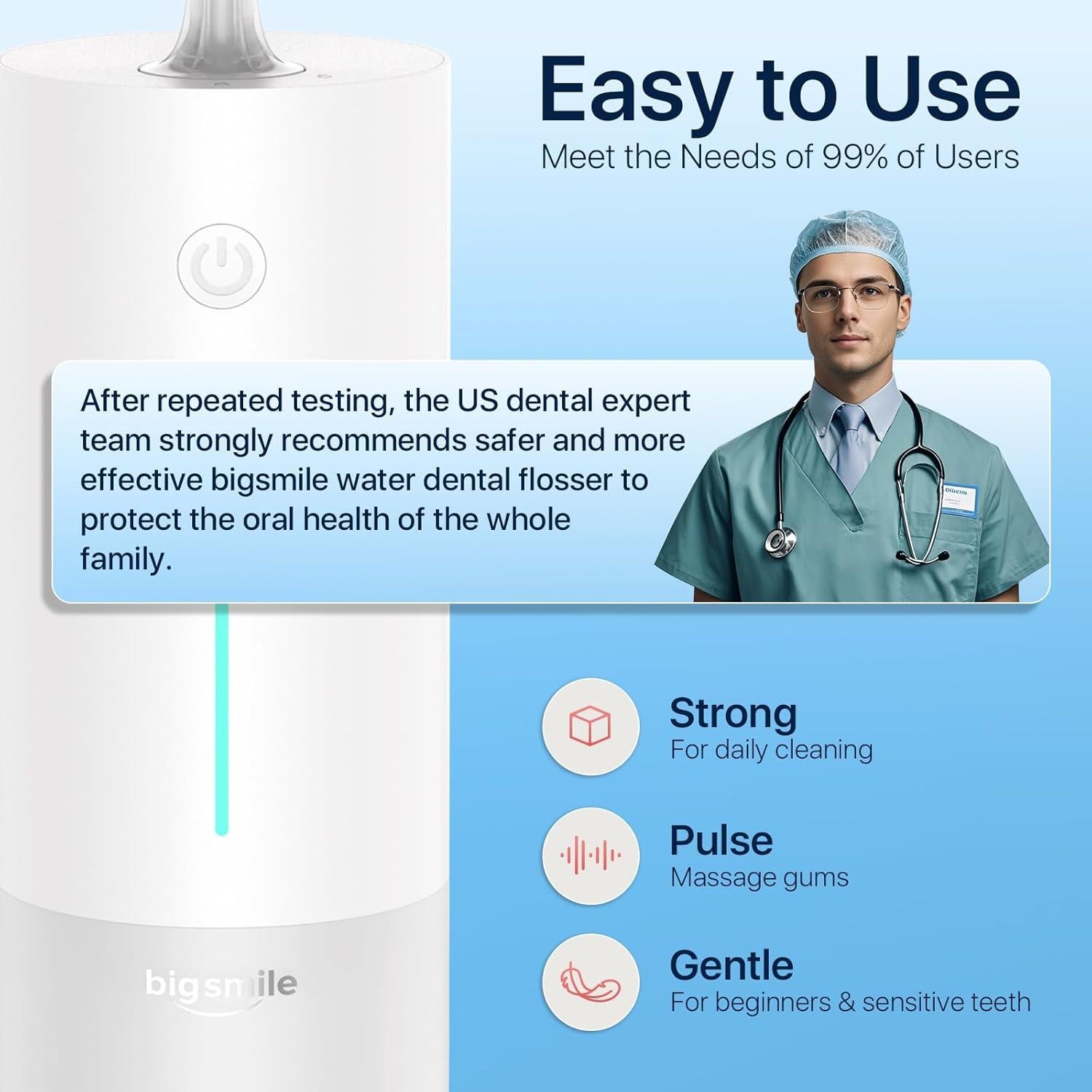 Irrigador Oral Inalámbrico Portátil BigSmile Blanco IPX7