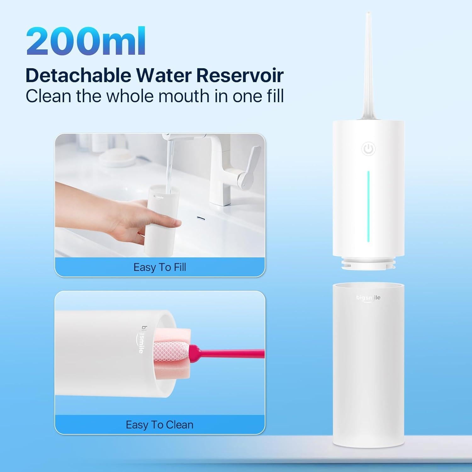 Irrigador Oral Inalámbrico Portátil BigSmile Blanco IPX7