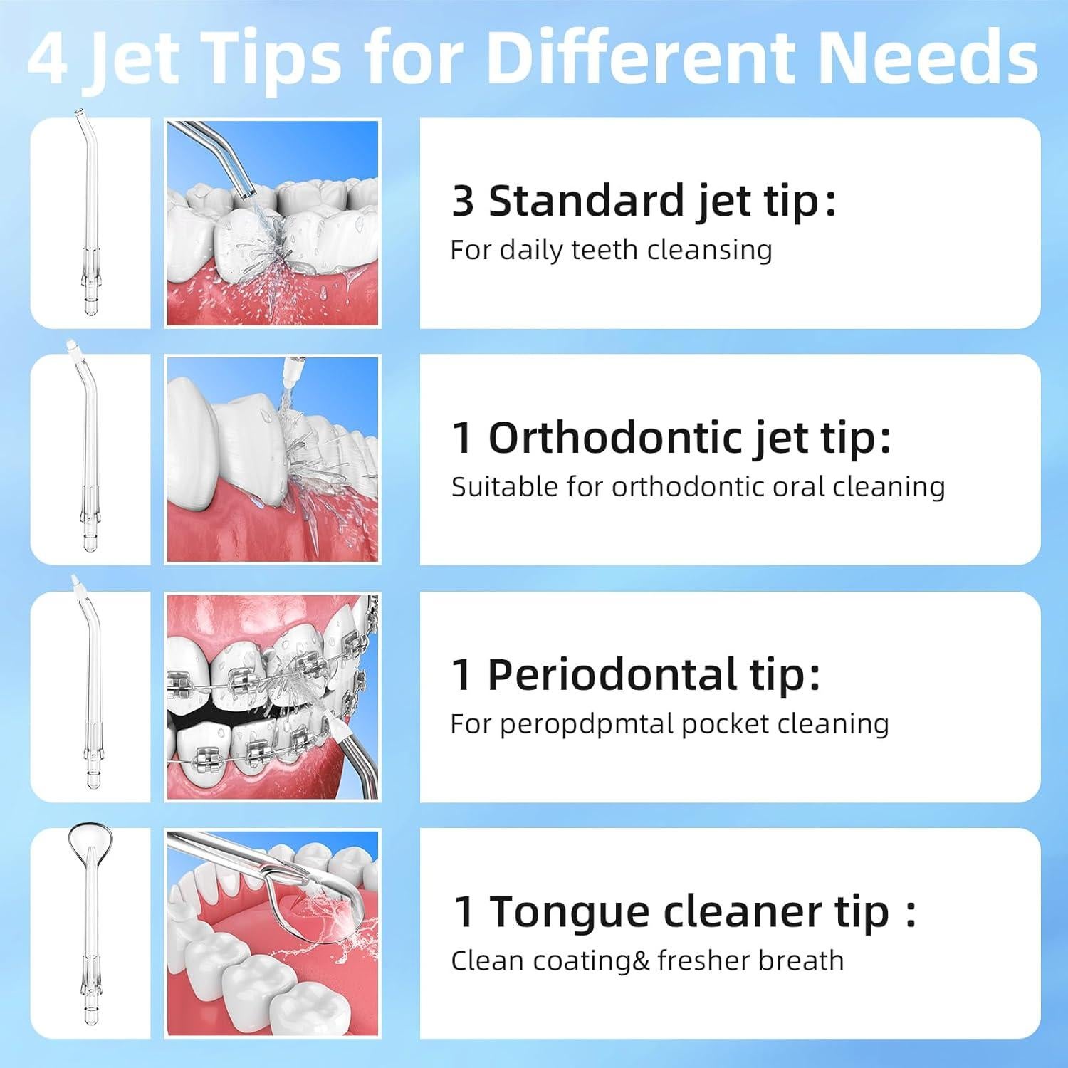 Irrigador Oral Bilitase WF106, 300ML, 5 Modos, Recargable