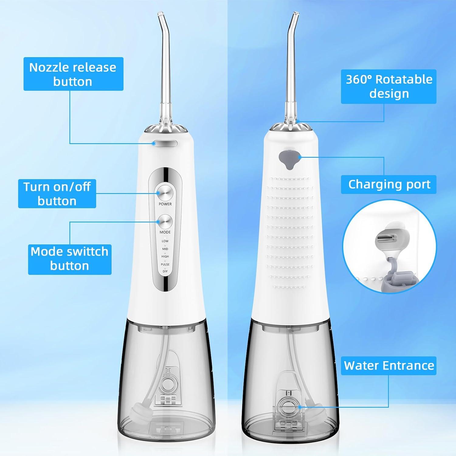Irrigador Oral Bilitase WF106, 300ML, 5 Modos, Recargable
