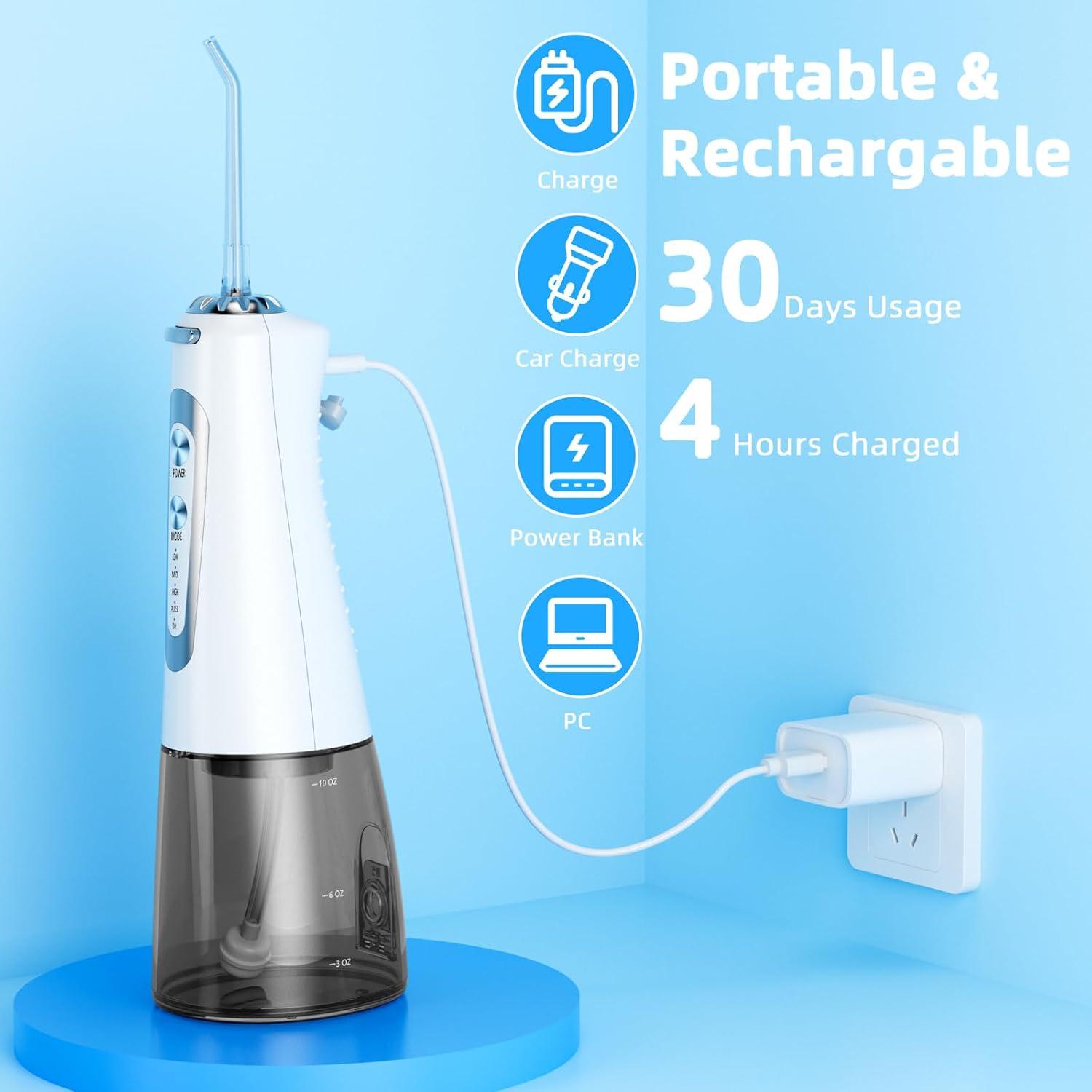 Irrigador Oral Bilitase WF106, 300ML, 5 Modos, Recargable