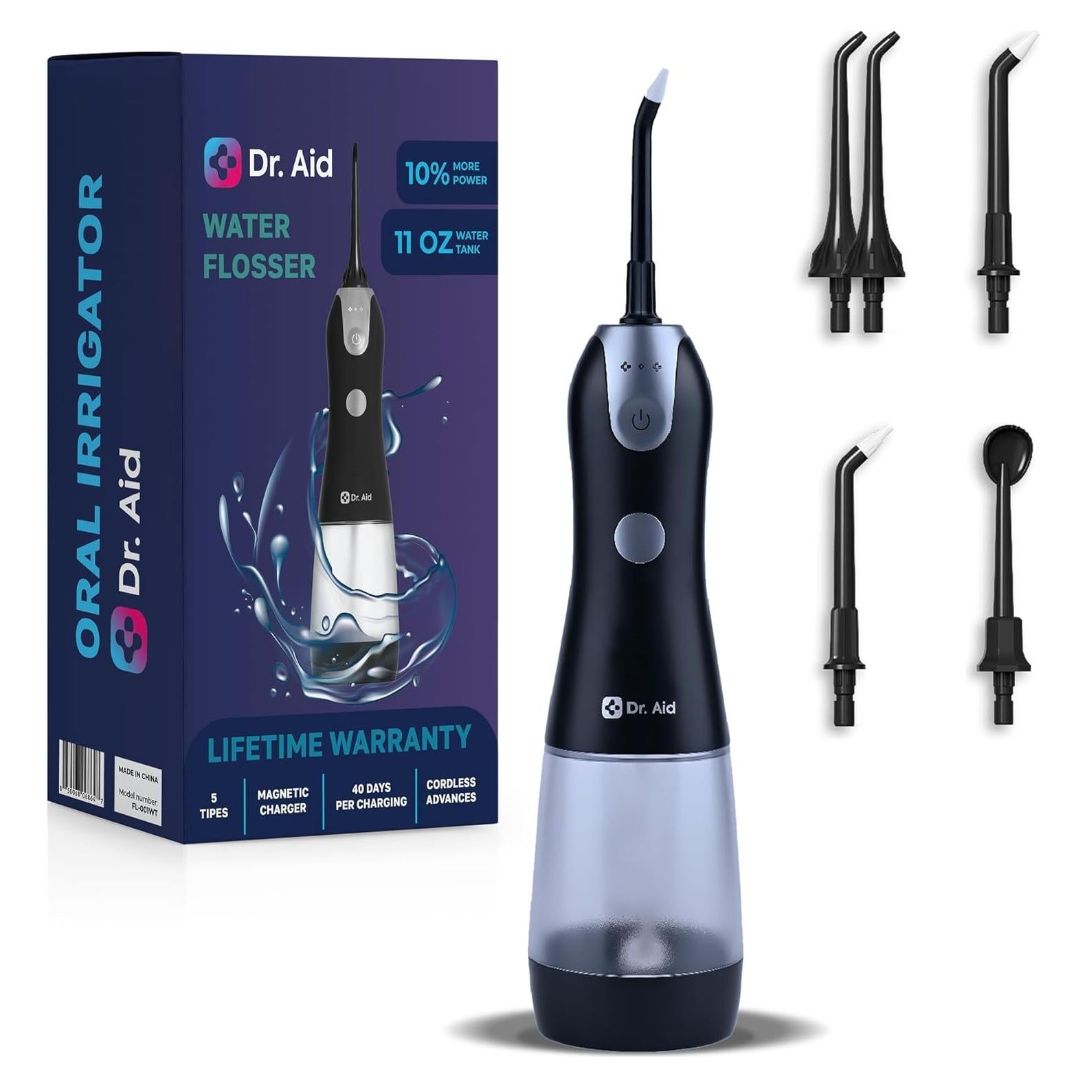 Irrigador Dental Dr. Aid Portátil Inalámbrico Negro 311ml