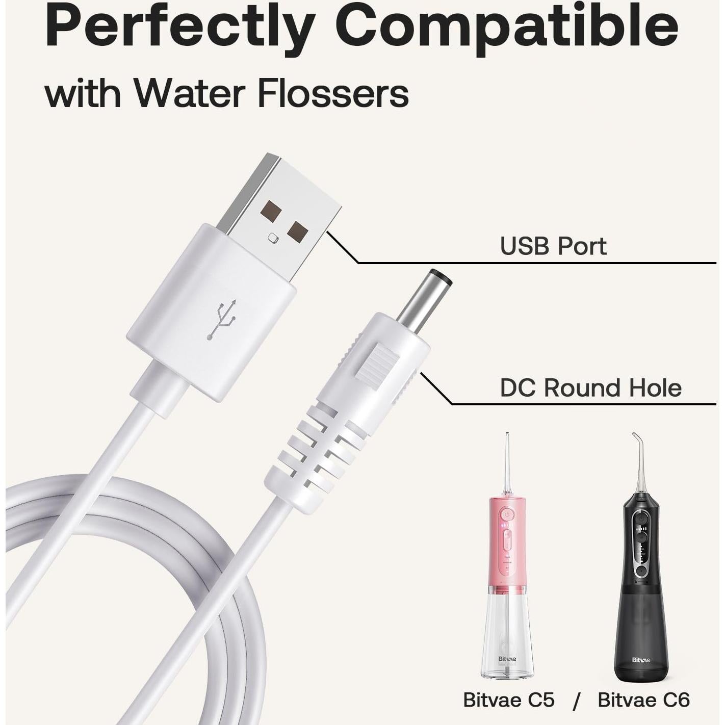 Cable de Carga USB Bitvae para Cepillos Dientes Eléctricos