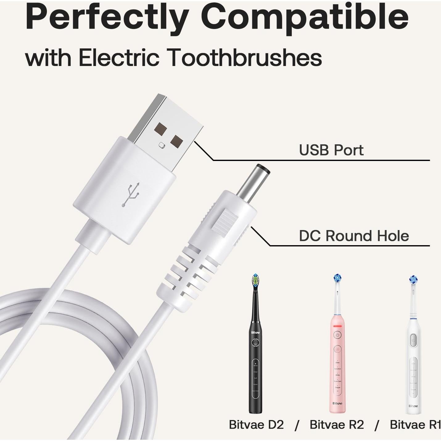 Cable de Carga USB Bitvae para Cepillos Dientes Eléctricos