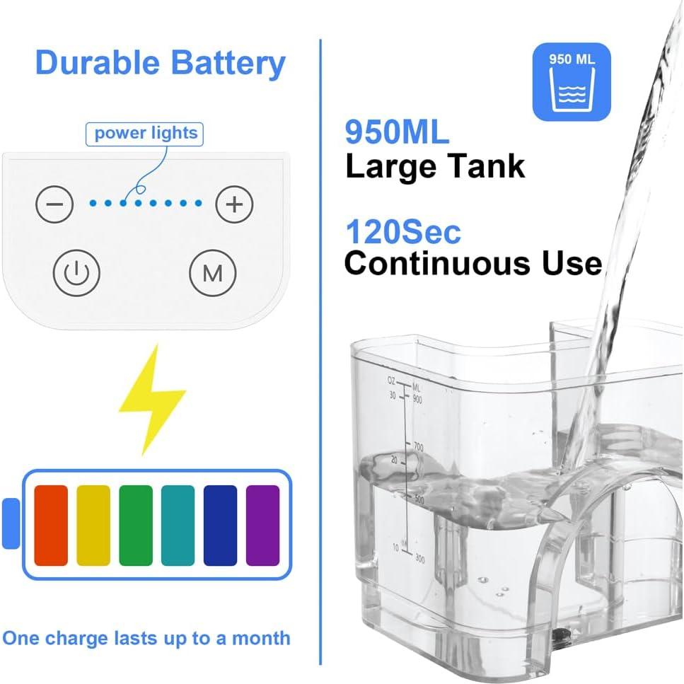 Hilo Dental a Base de Agua JUSDOO 950ML Recargable Sin Cable