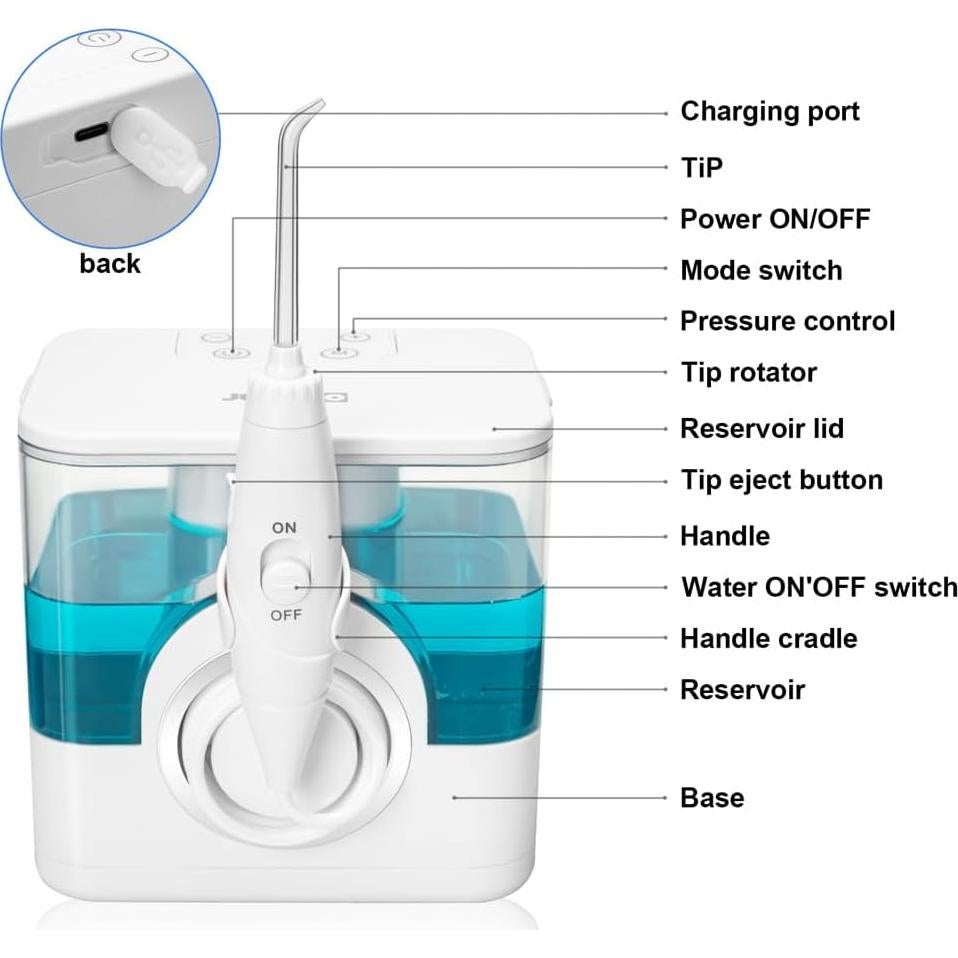Hilo Dental a Base de Agua JUSDOO 950ML Recargable Sin Cable