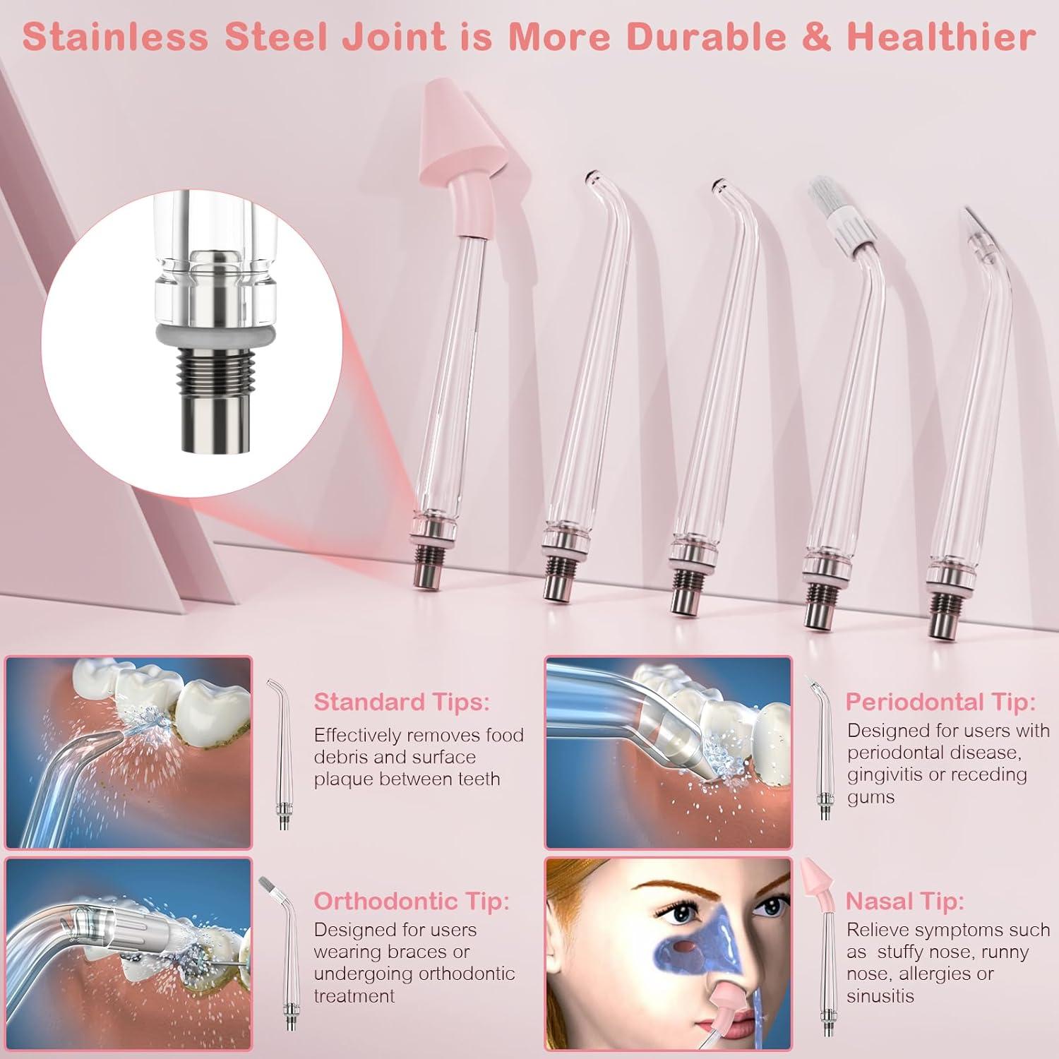 Irrigador Oral Portátil KOOVON Azul, IPX7, 5 Puntas, 4 Modos