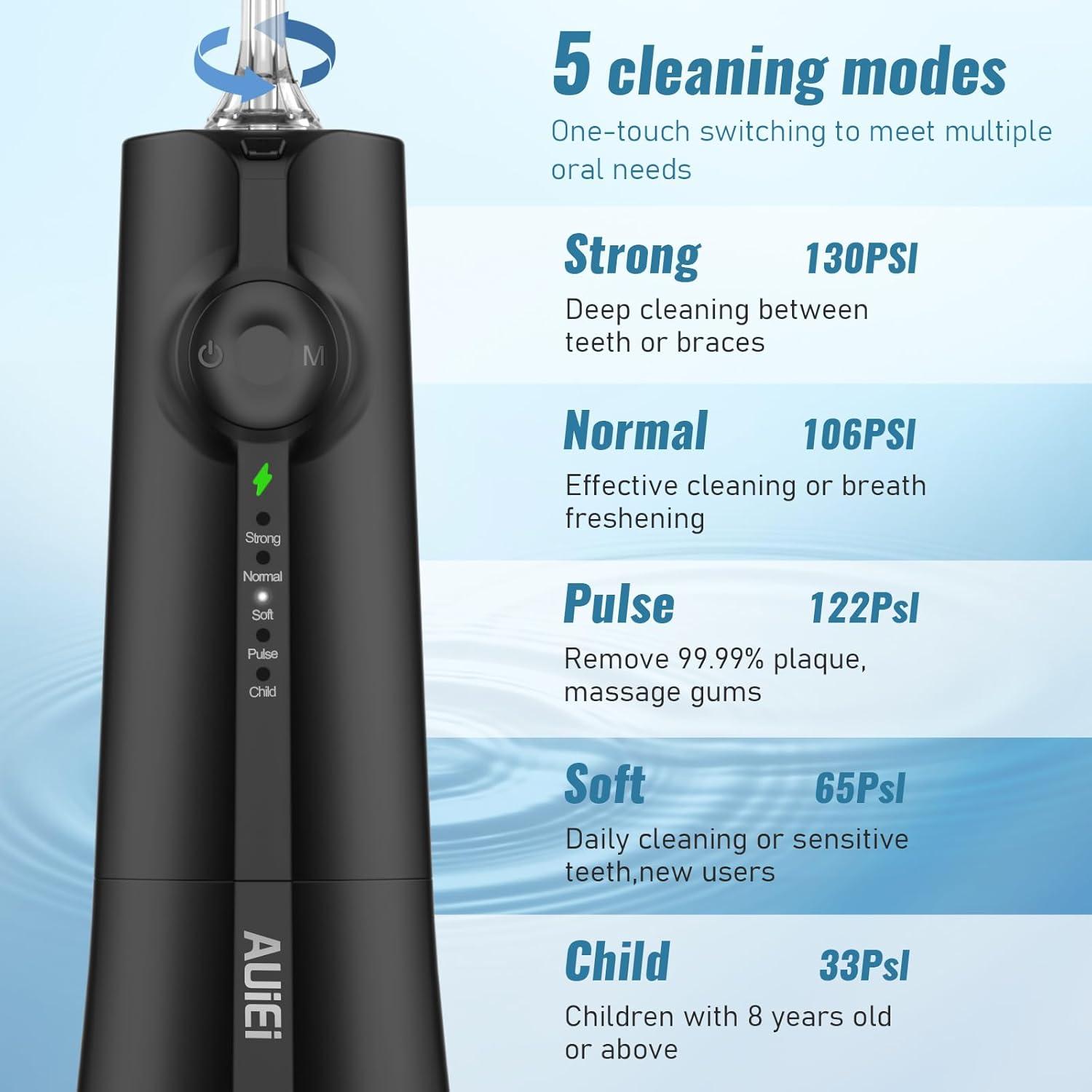 Irrigador Dental Inalámbrico AUIEI 300ML 5 Modos IPX7