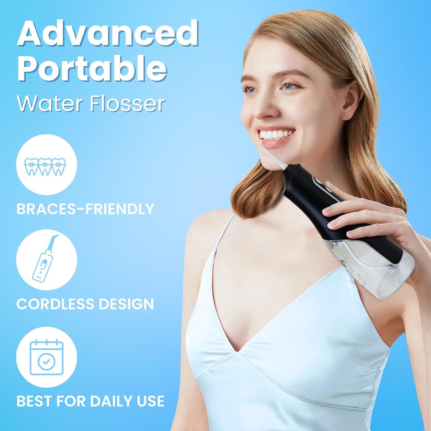 Hilo Dental Eléctrico Loot Negro 310ML 4 Modos 8 Puntas