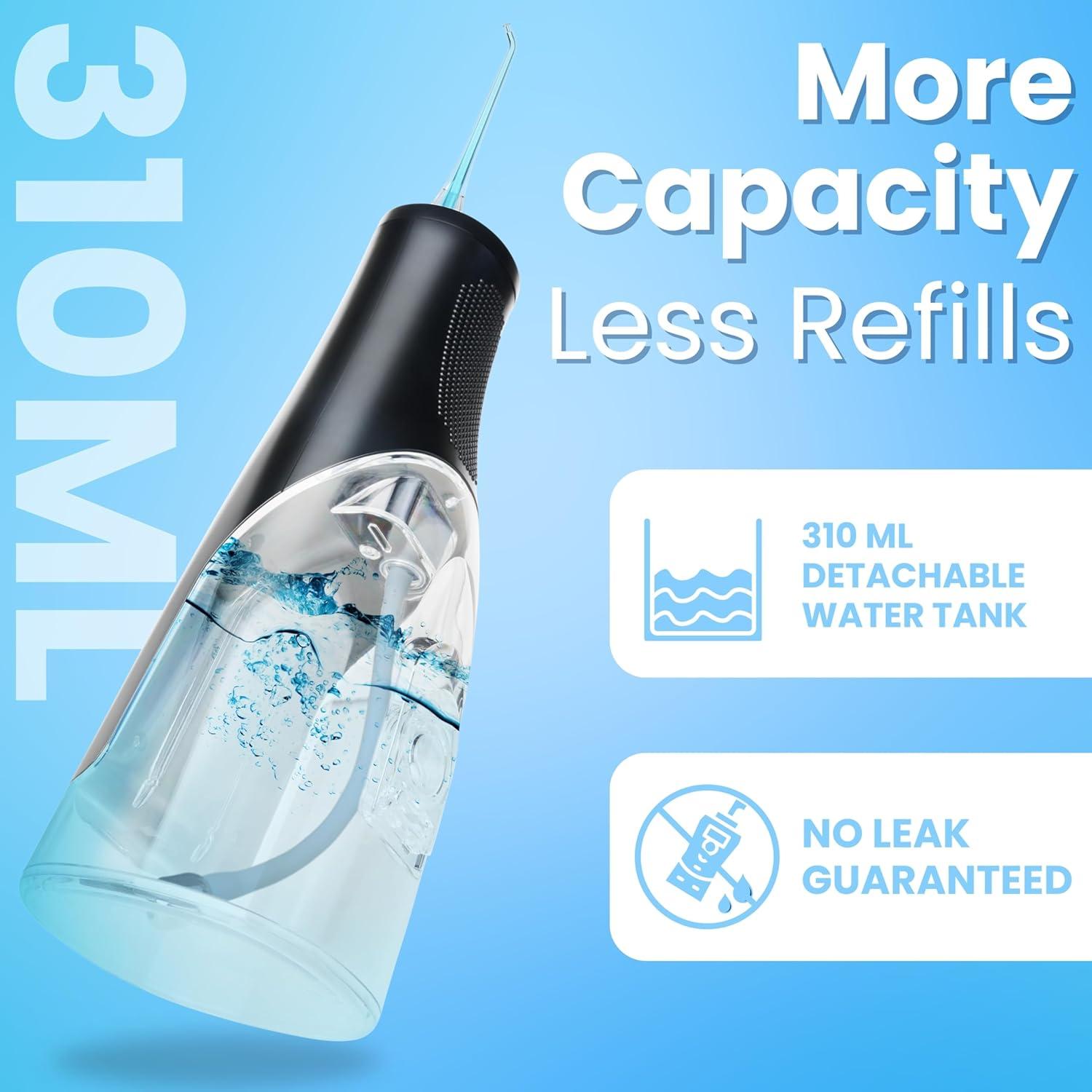 Hilo Dental Eléctrico Loot Negro 310ML 4 Modos 8 Puntas