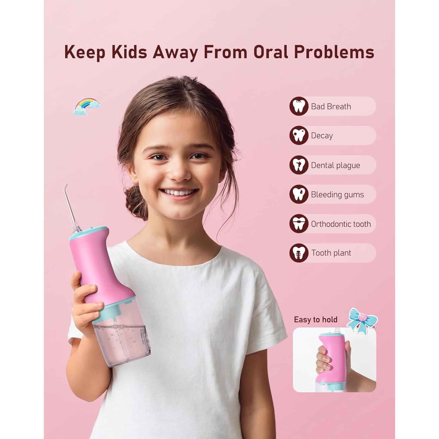 Irrigador Oral Acuático Lillilook Rosa para Niños 6+ Años