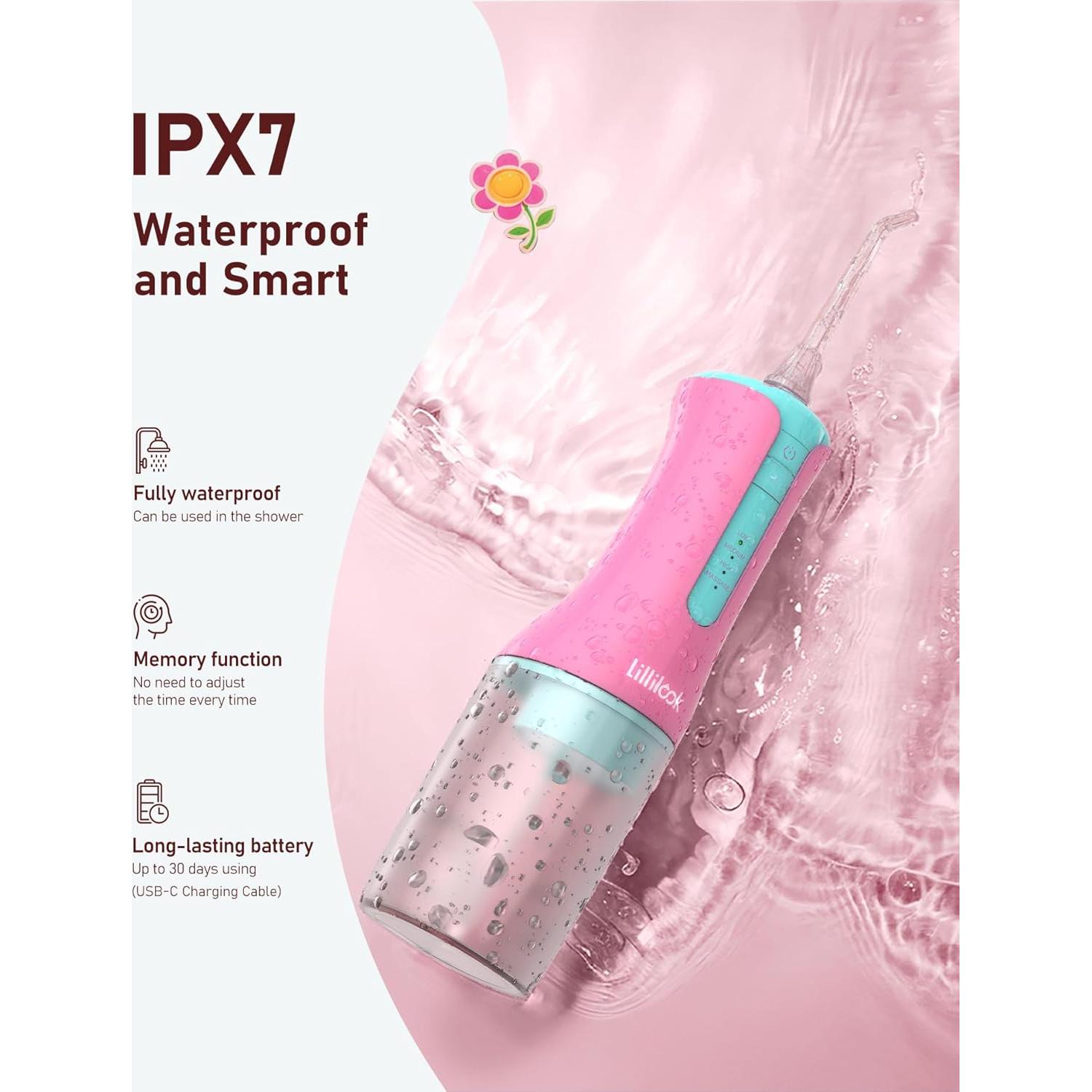 Irrigador Oral Acuático Lillilook Rosa para Niños 6+ Años
