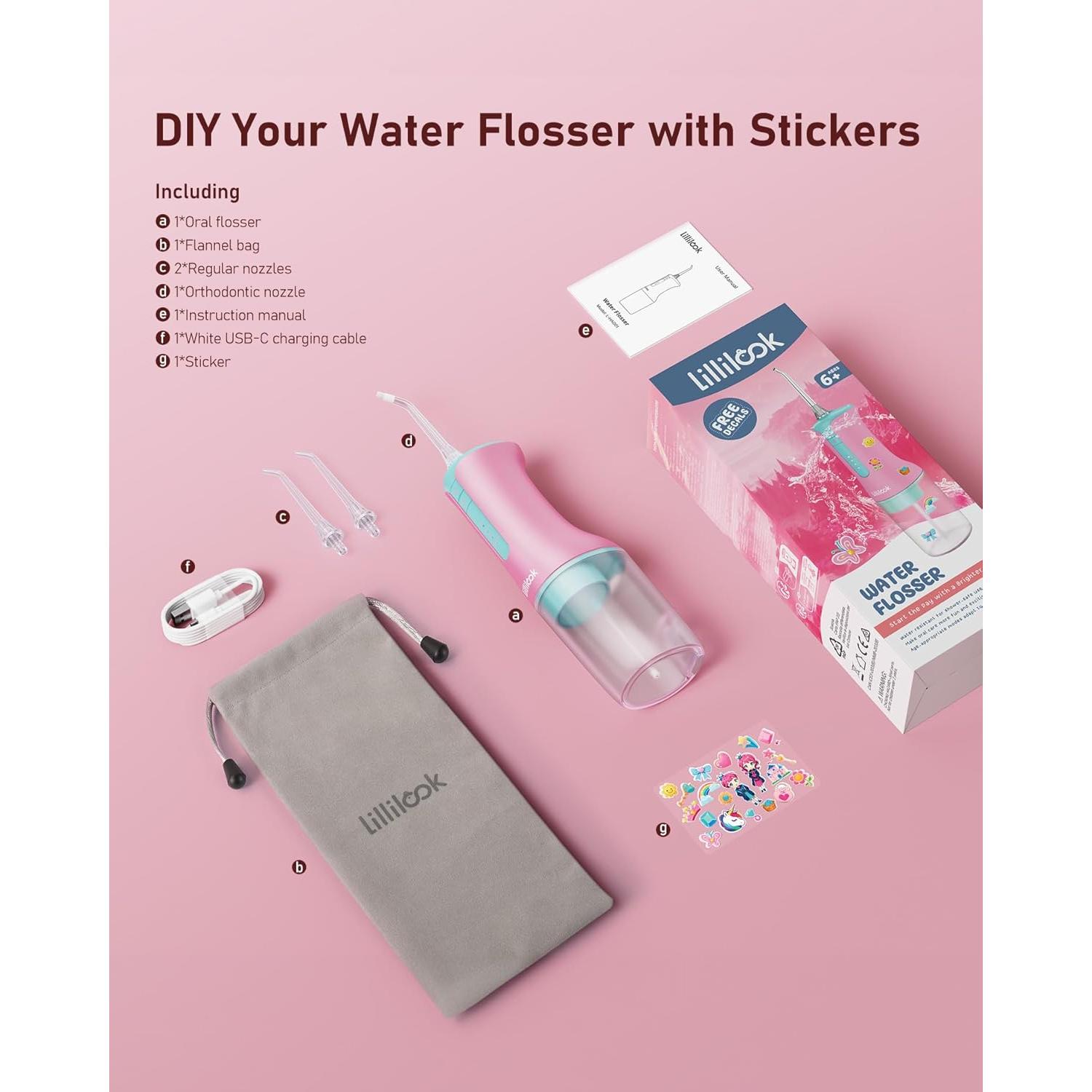 Irrigador Oral Acuático Lillilook Rosa para Niños 6+ Años