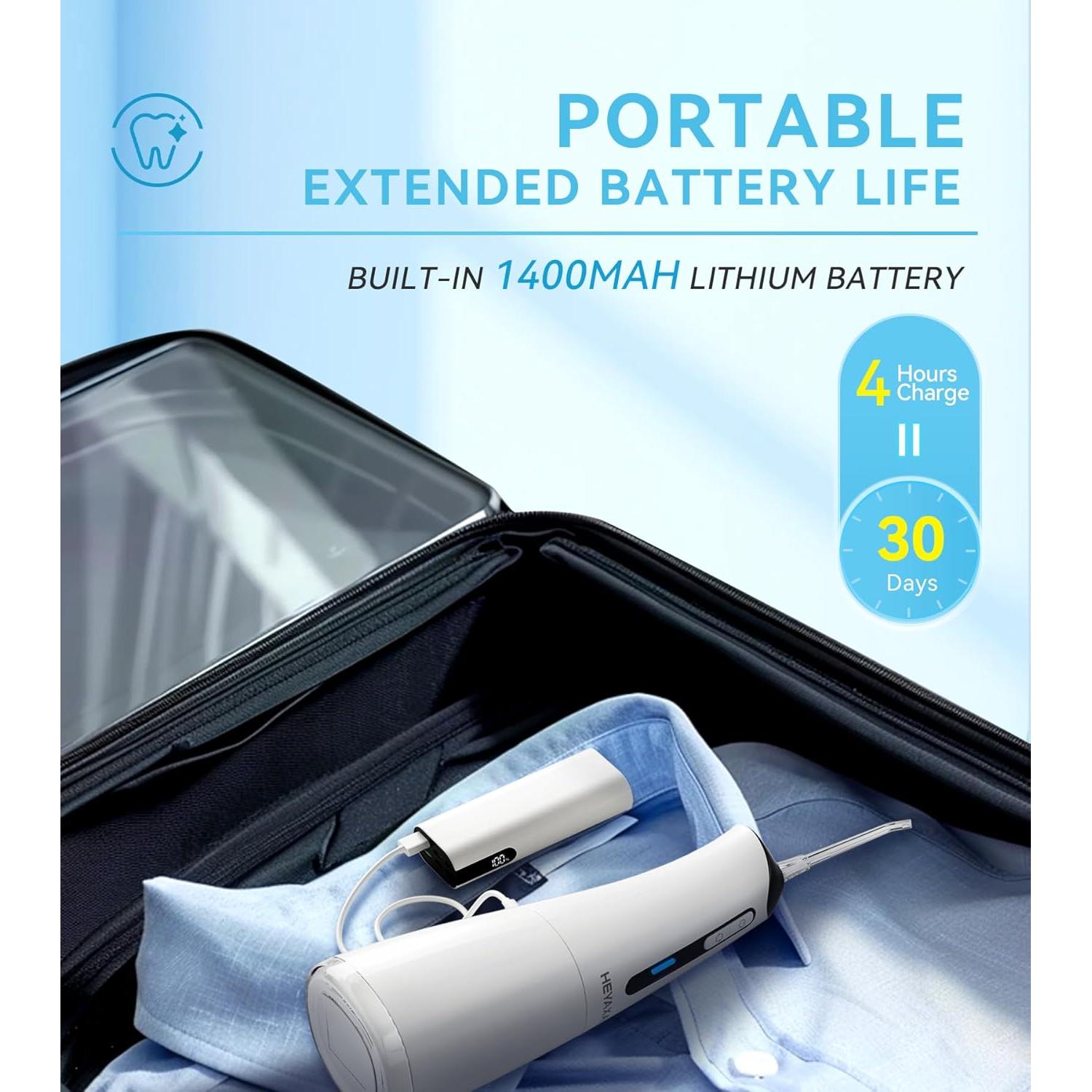 Irrigador Oral Portátil HEYAXA 300ML Inalámbrico IPX7 Blanco