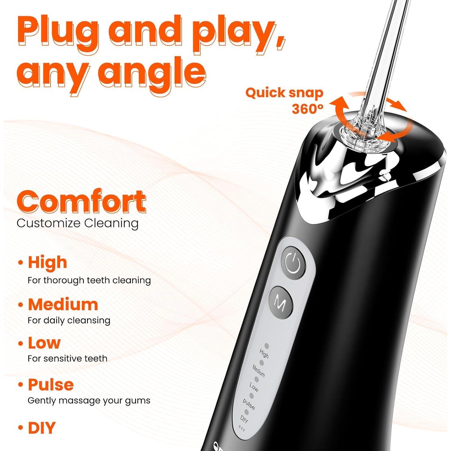 Irrigador Oral Portátil Maohaha CY1922 300ml Inalámbrico Negro