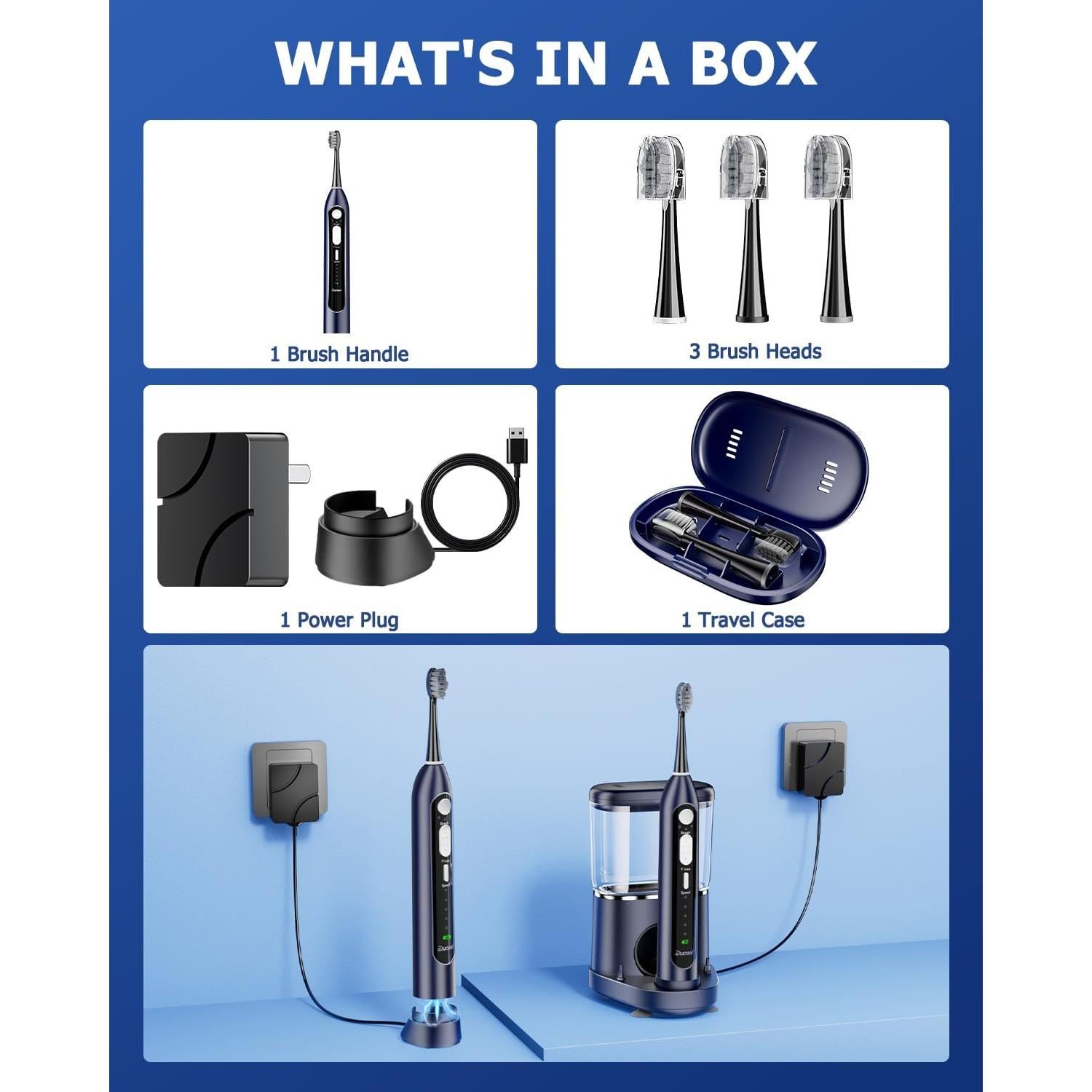Cepillo de Dientes Eléctrico Ducard con Irrigador Bucal 500mL