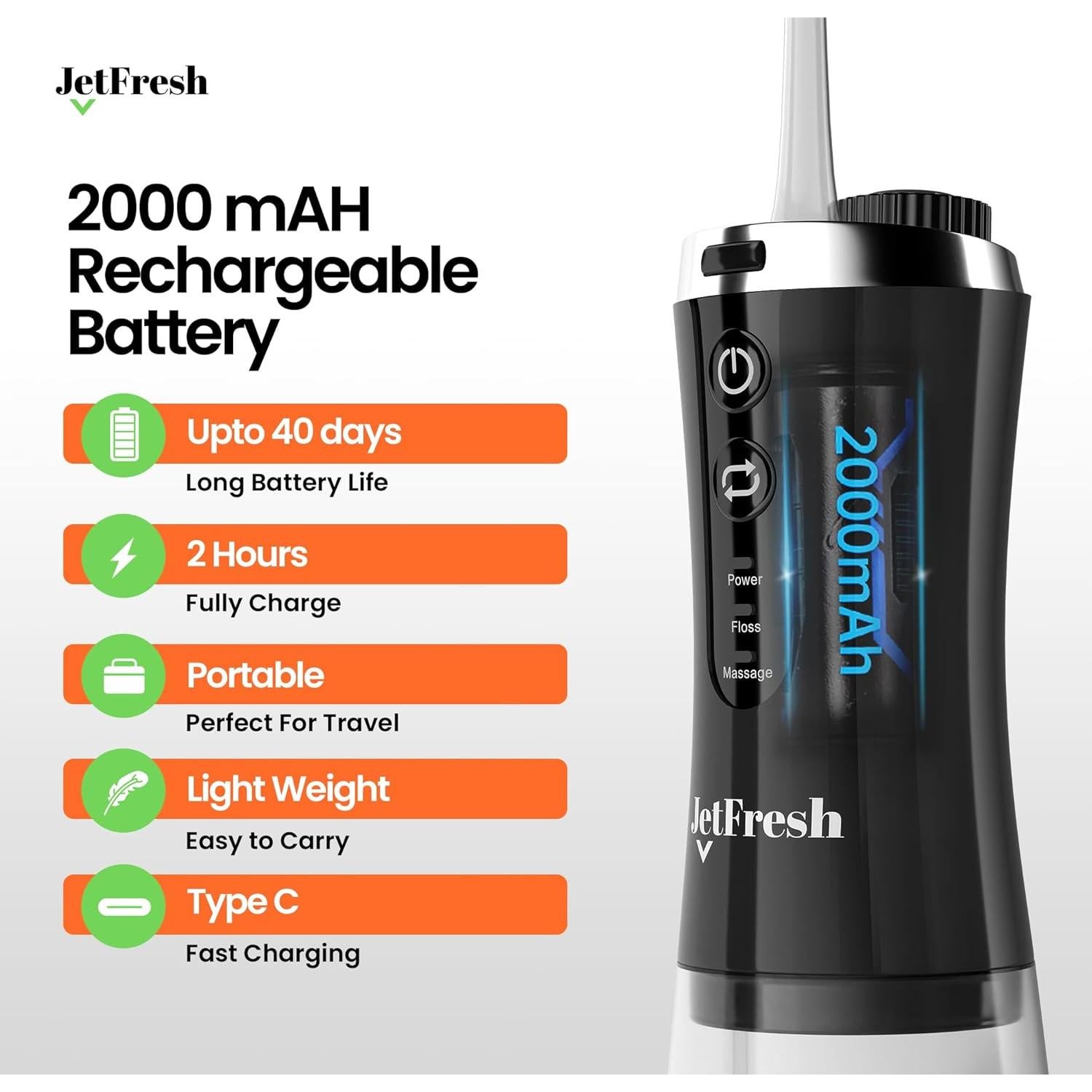 Irrigador Oral Eléctrico C2 con Cámara 350ml Recargable