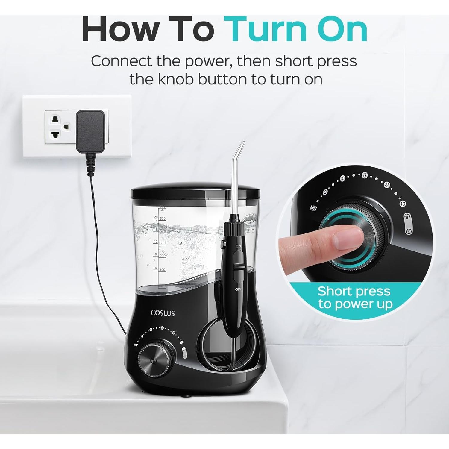 Irrigador Dental Eléctrico COSLUS E1 con 12 Presiones y 600ml