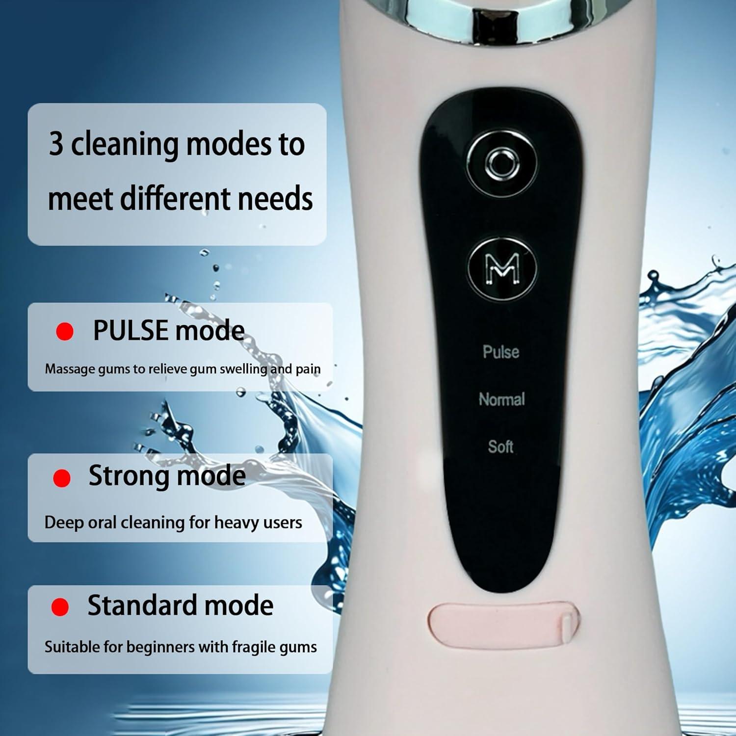 Irrigador Oral Portátil Boicafe Rosa con 3 Modos y 4 Puntas