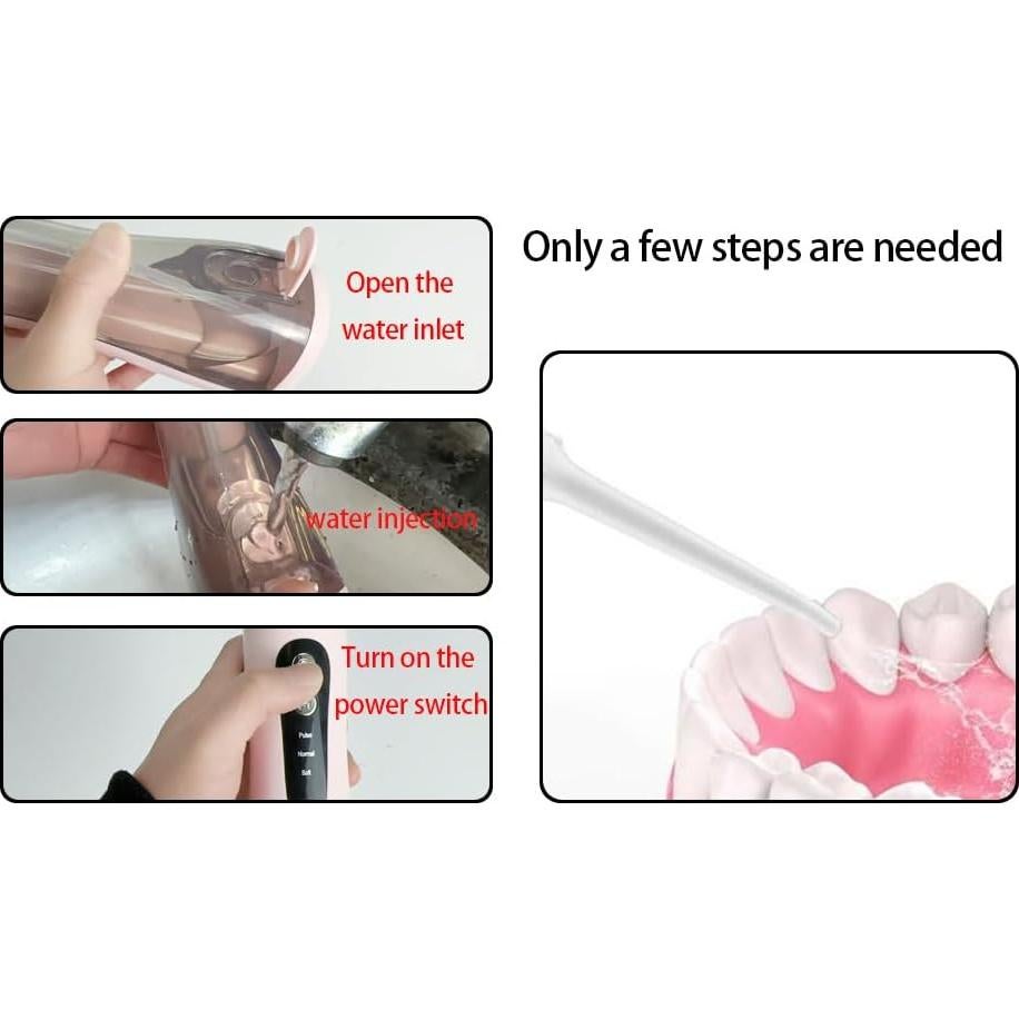 Irrigador Oral Portátil Boicafe Rosa con 3 Modos y 4 Puntas