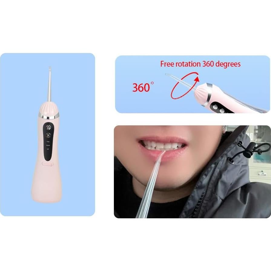 Irrigador Oral Portátil Boicafe Rosa con 3 Modos y 4 Puntas