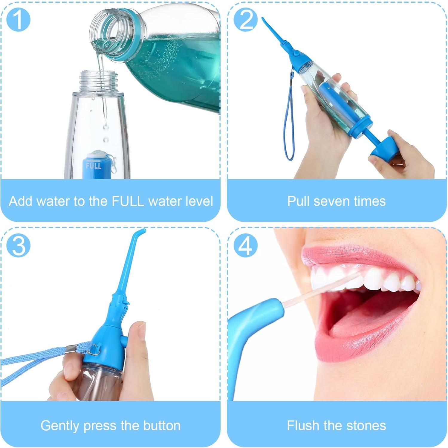 Irrigador Oral Manual Patelai 75ml Portátil Azul para Dientes