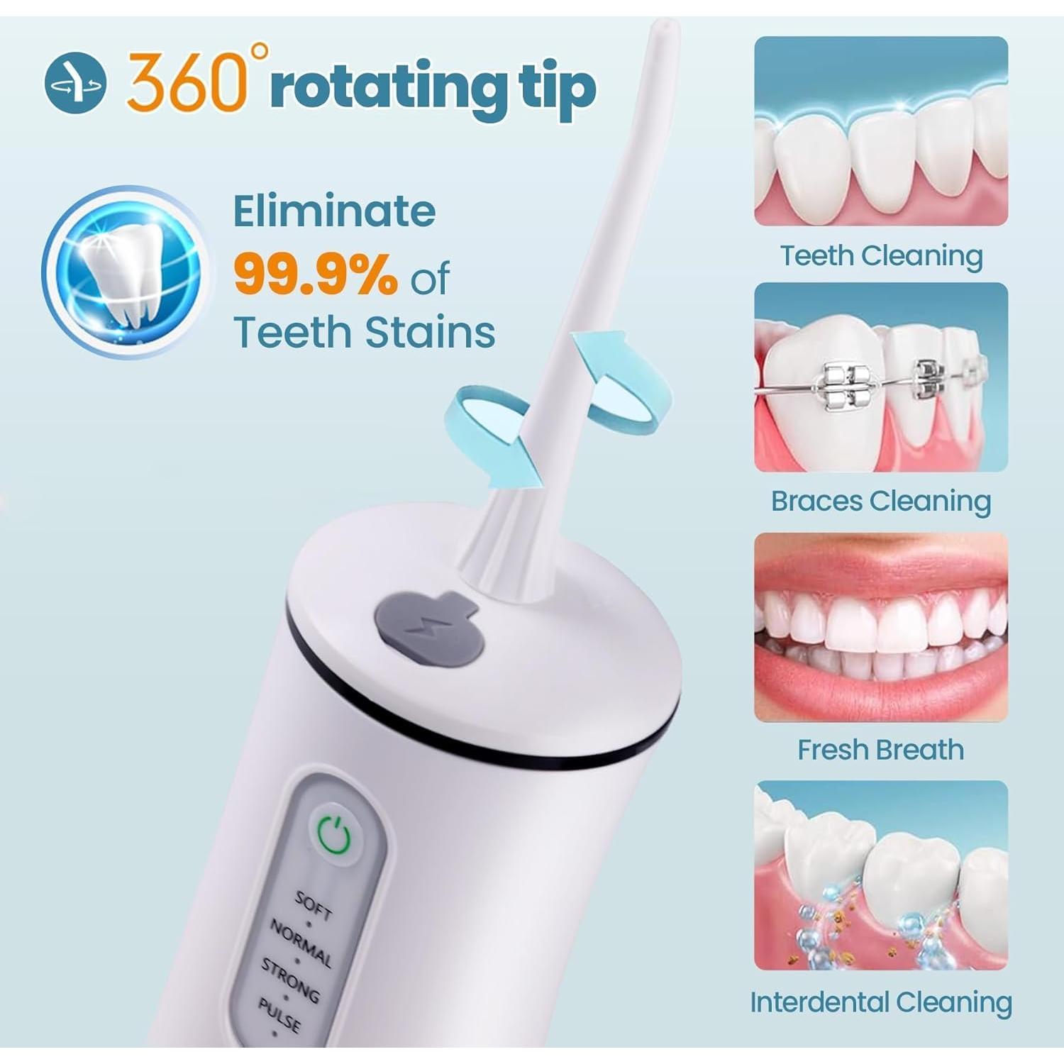 Irrigador Dental Inalámbrico KIDSCOTER Blanco, 4 Modos, IPX7