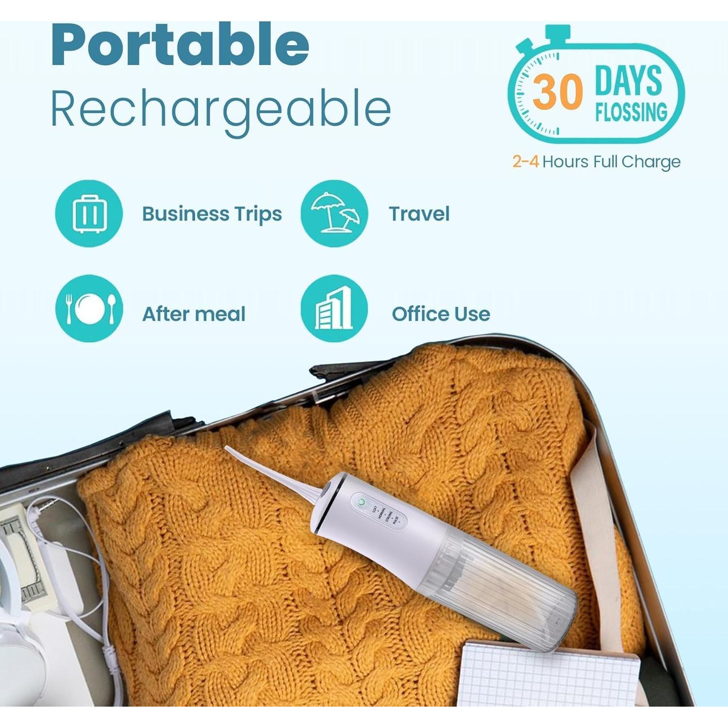 Irrigador Dental Inalámbrico KIDSCOTER Blanco, 4 Modos, IPX7