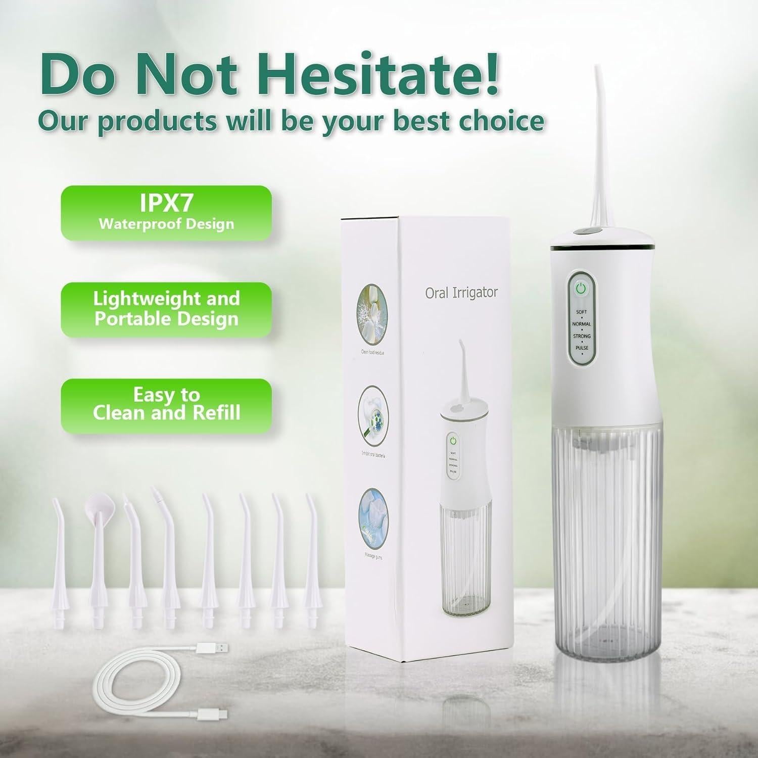 Irrigador Dental Inalámbrico KIDSCOTER Blanco, 4 Modos, IPX7