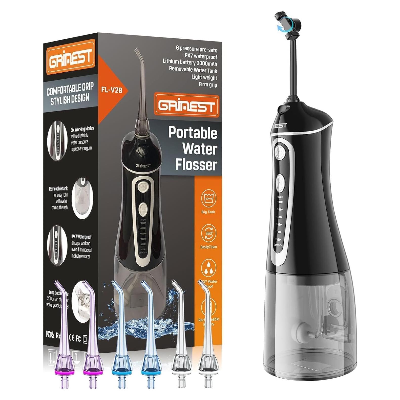 Irrigador Oral Inalámbrico Grinest 7 Modos Negro IPX7