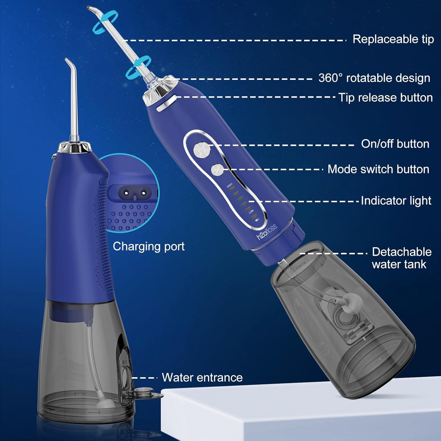Irrigador Dental Portátil H2ofloss HF-6 5 Modos 300ml IPX7