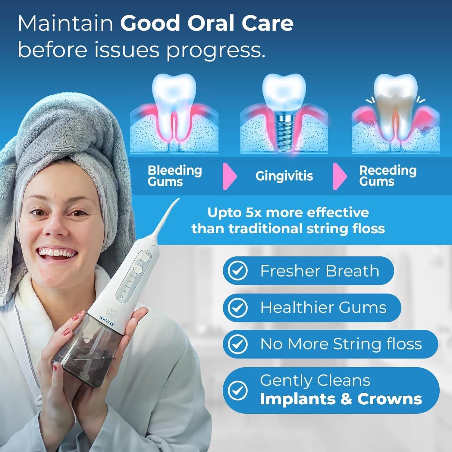 Irrigador Bucal Inalámbrico B. WEISS, 4 Modos, Blanco