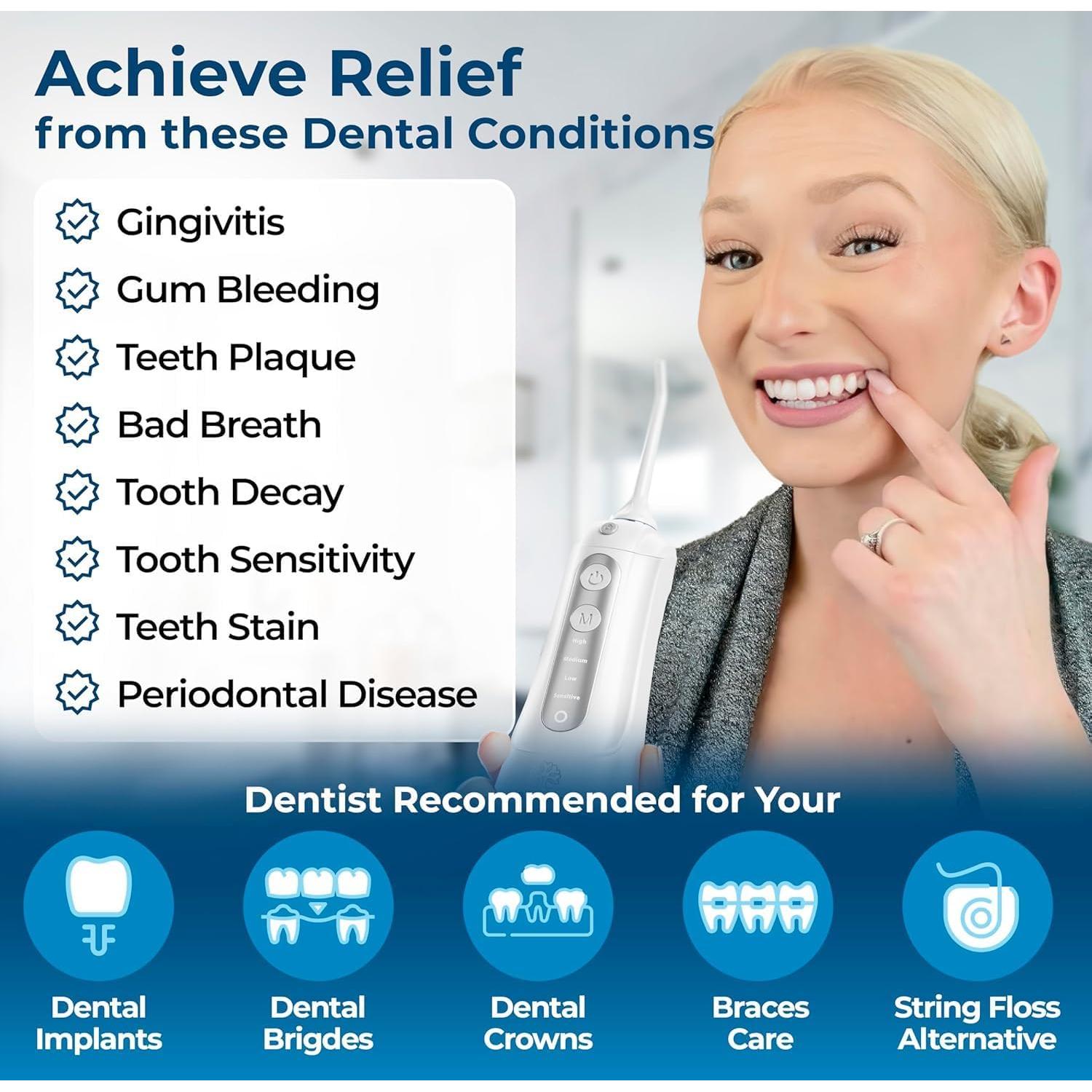 Irrigador Bucal Inalámbrico B. WEISS, 4 Modos, Blanco