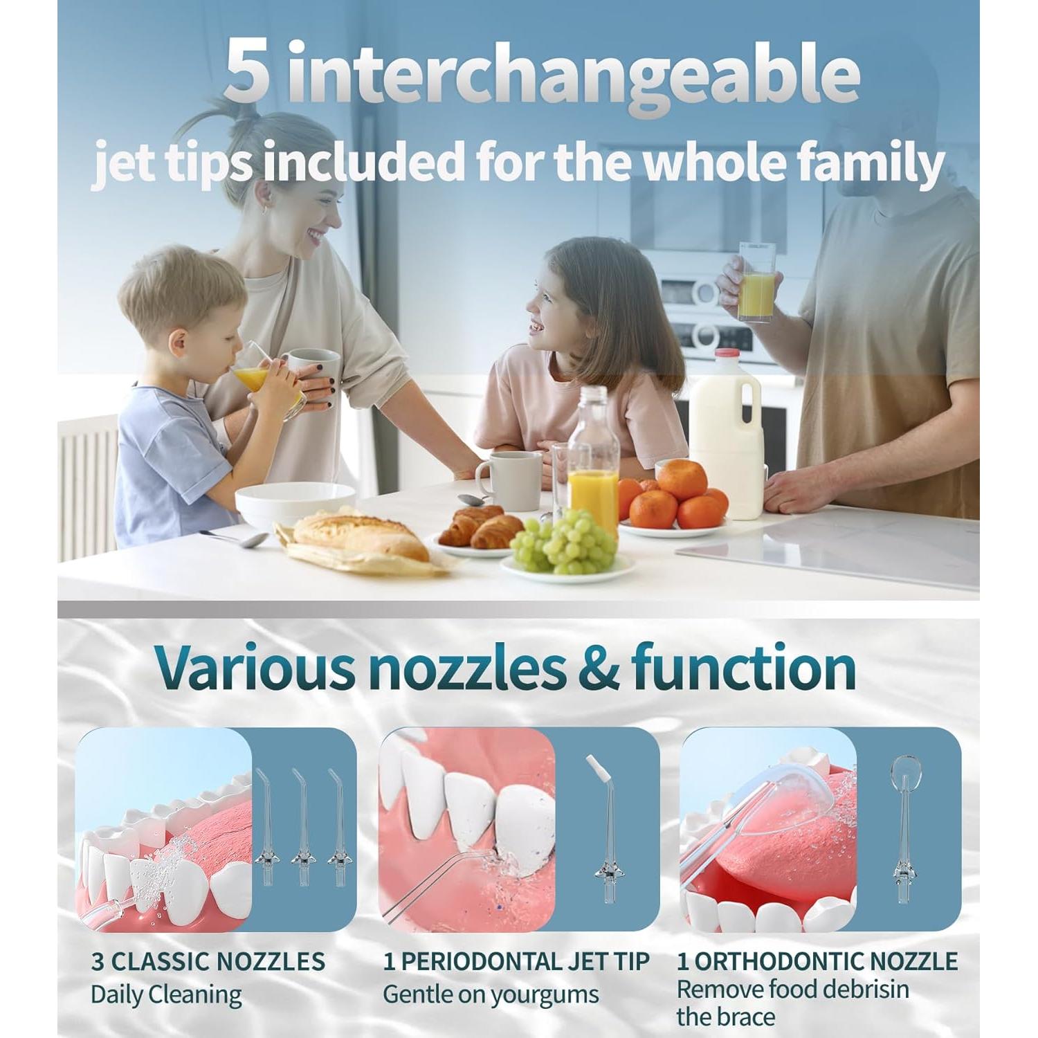 Irrigador Oral Inalámbrico NJJAETKSP 350ml 4 Modos IPX7