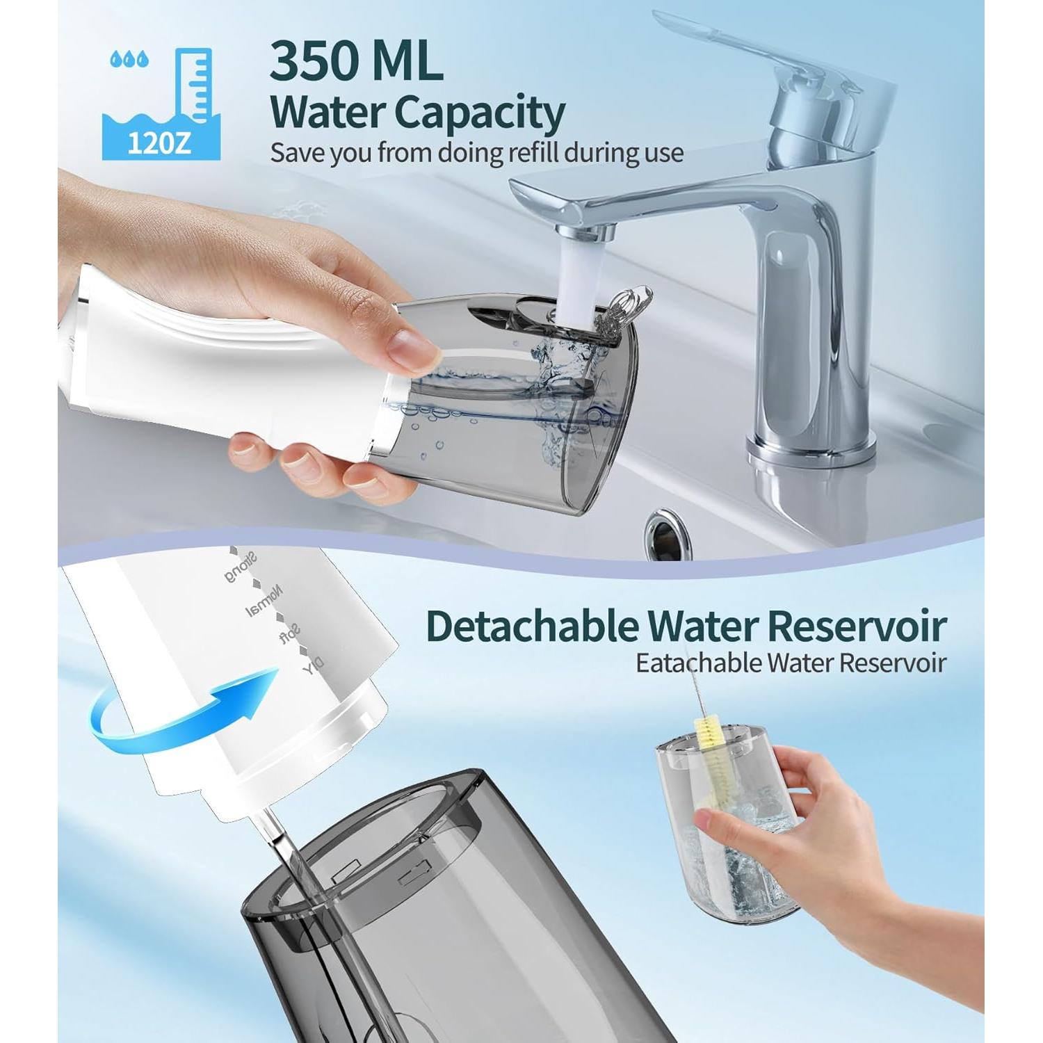 Irrigador Oral Inalámbrico NJJAETKSP 350ml 4 Modos IPX7