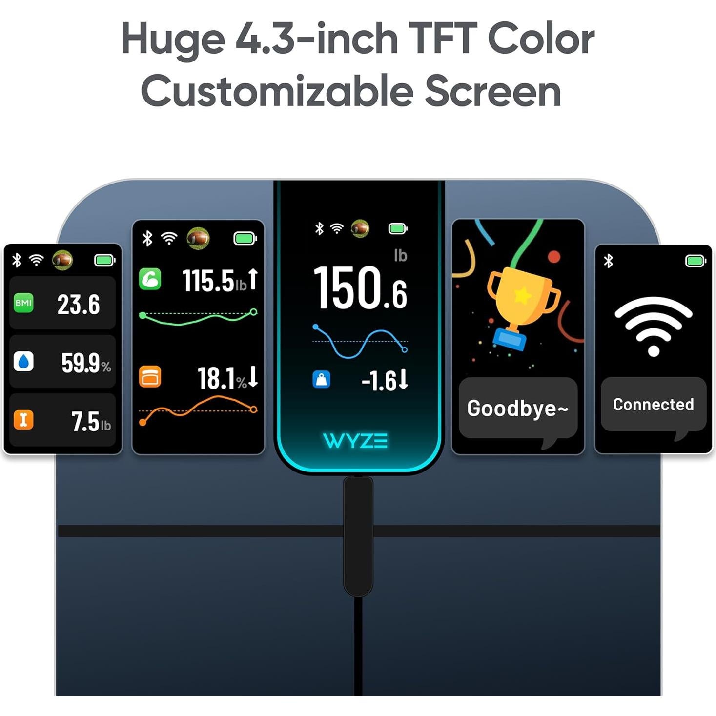Balanza Inteligente Wyze Ultra Negra 4.3" Wi-Fi Bluetooth 181 kg