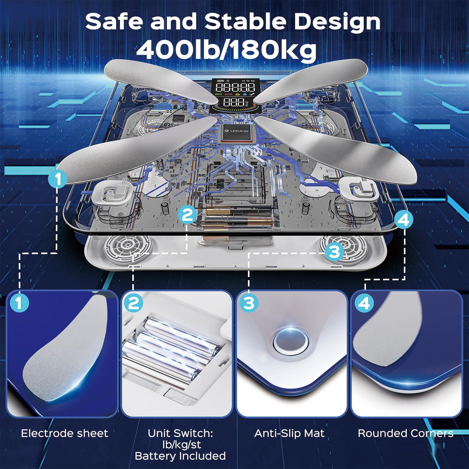 Escala de Peso Inteligente Lepulse con BMI y Grasa Corporal