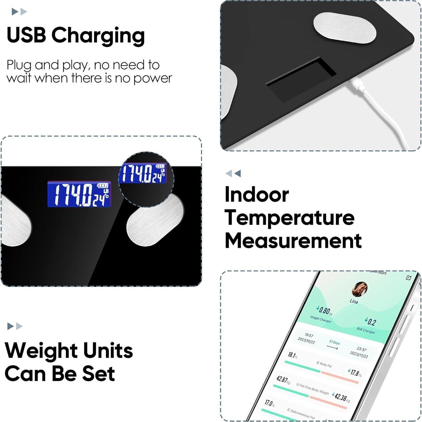 Báscula Digital FULISZ BF9510 con Análisis Corporal y Bluetooth