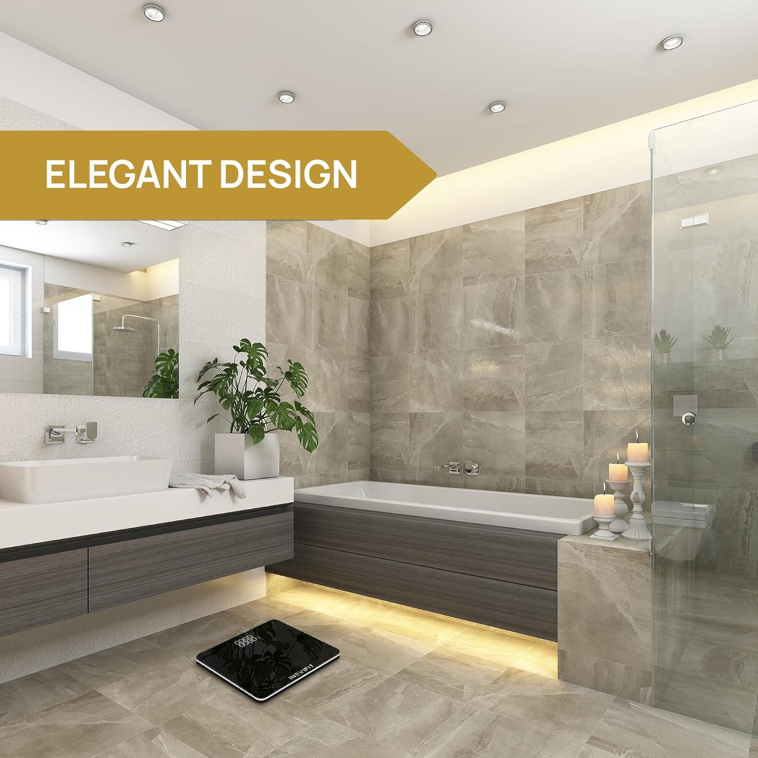 Báscula de Baño Digital INEVIFIT, Precisión 180 kg, Negro