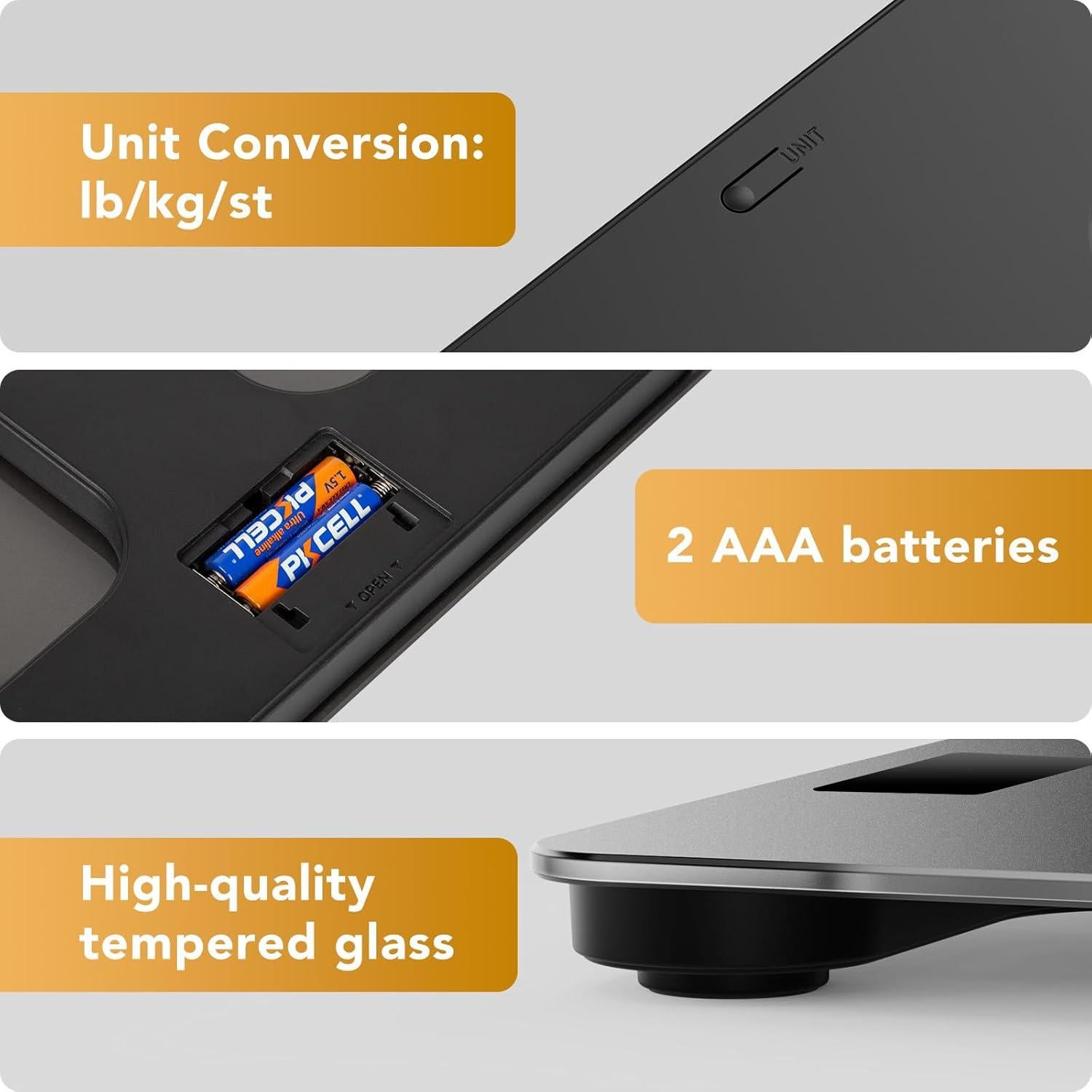 Báscula de Baño Digital ZOETOUCH 180kg Pantalla LCD Gris