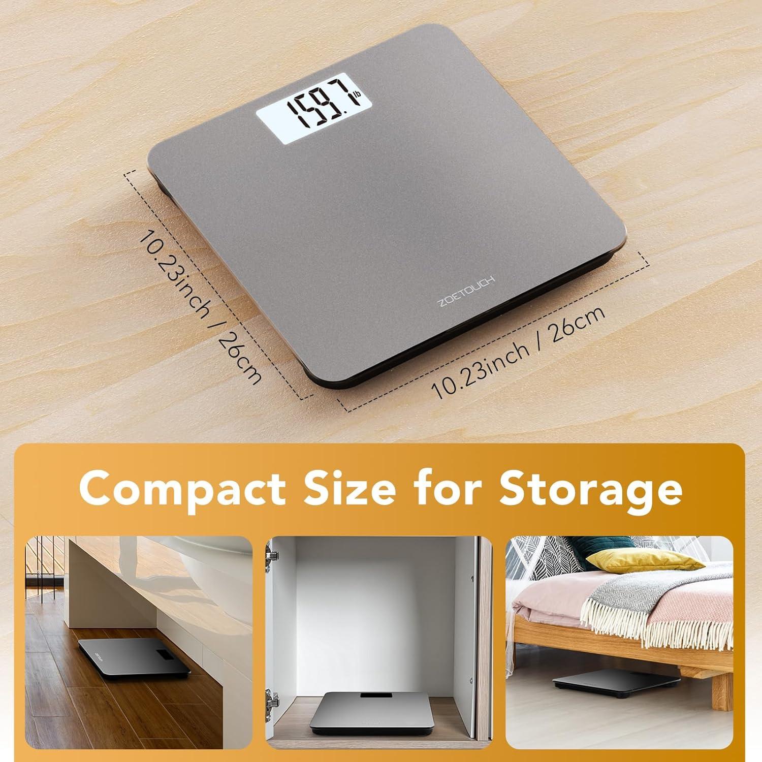 Báscula de Baño Digital ZOETOUCH 180kg Pantalla LCD Gris
