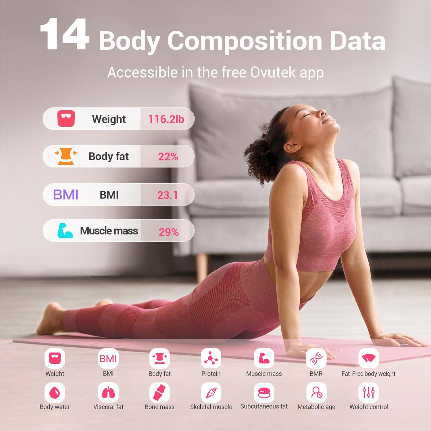 Báscula Inteligente Ovutek Rosa Digital BMI 181 kg con App