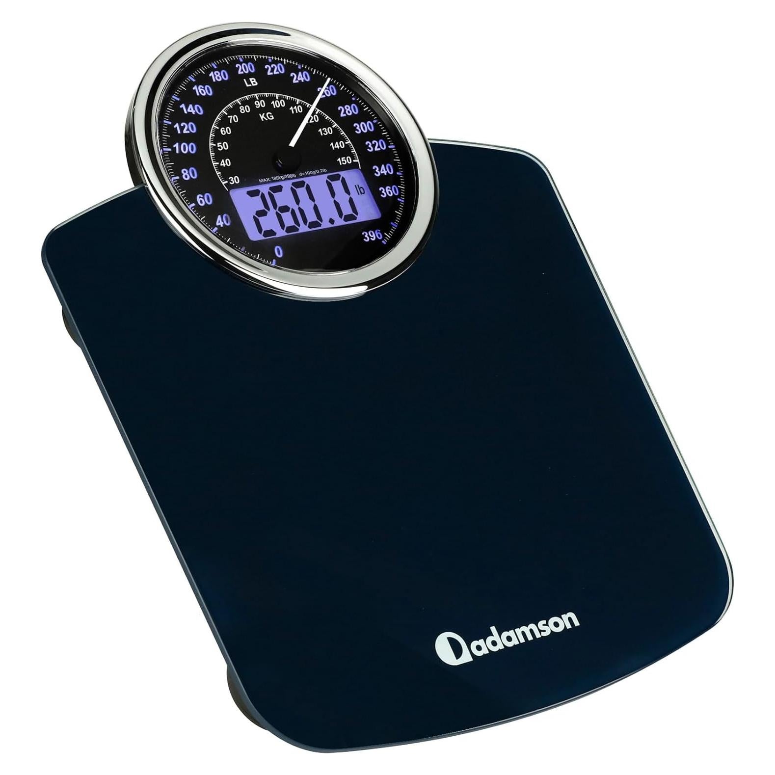 Báscula Híbrida Adamson Digital y Analógica 181kg Vidrio Templado