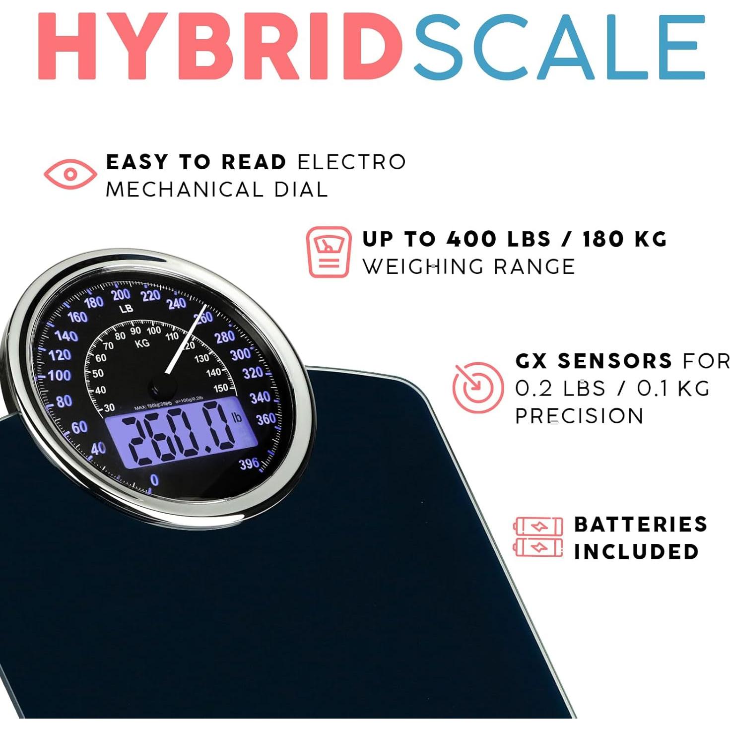 Báscula Híbrida Adamson Digital y Analógica 181kg Vidrio Templado