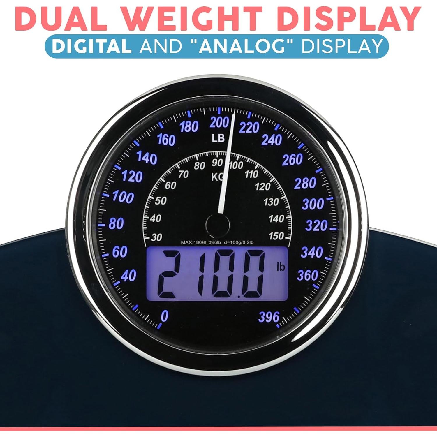 Báscula Híbrida Adamson Digital y Analógica 181kg Vidrio Templado
