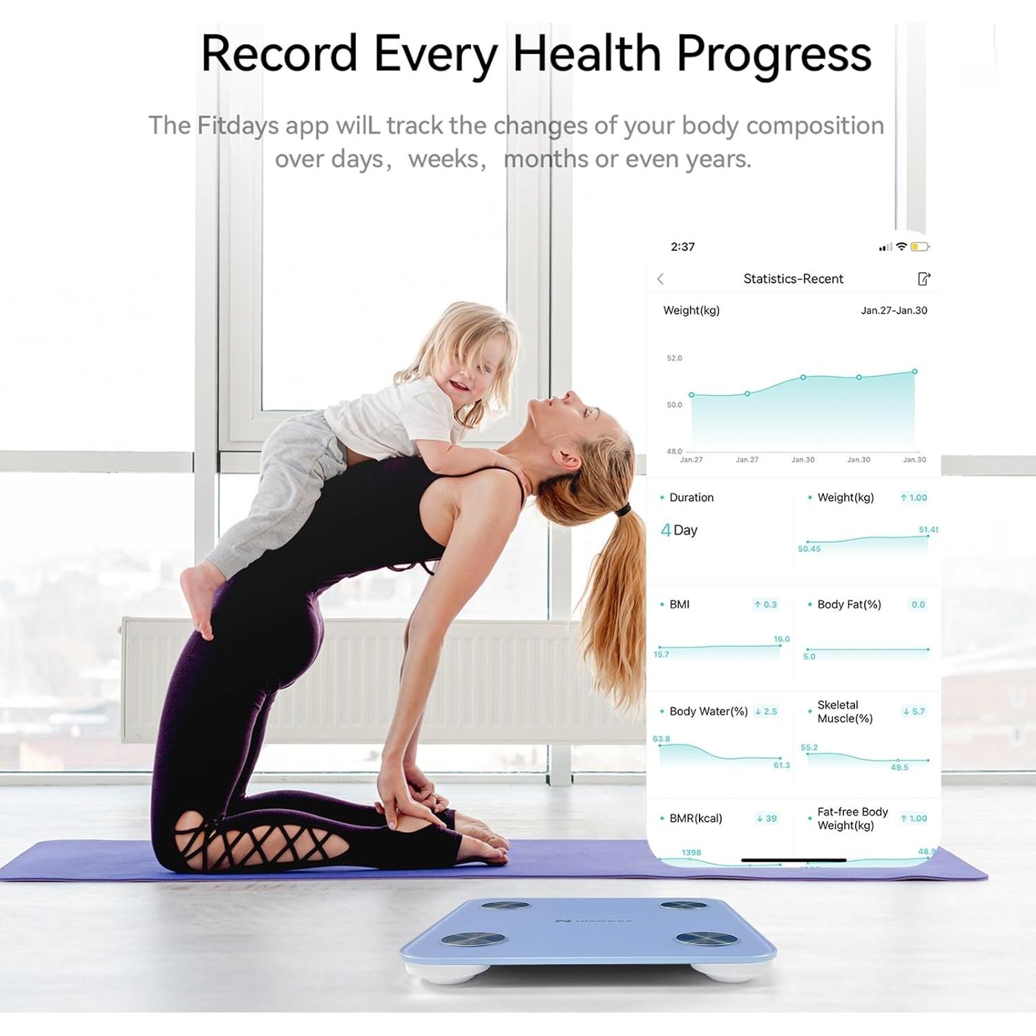 Báscula Digital de Baño Fitdays FG2317WB - Precisión 180kg