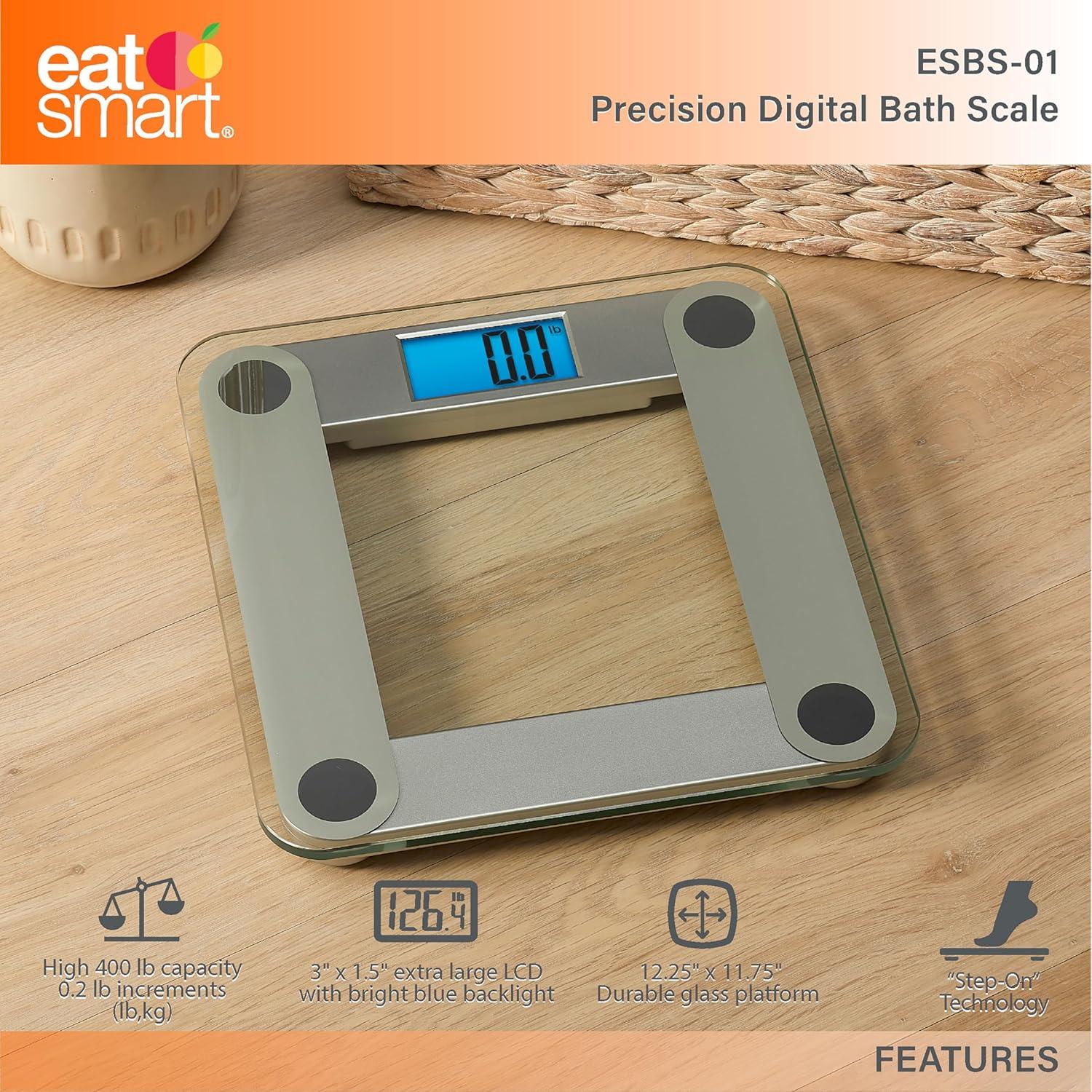 Báscula Digital de Baño EatSmart ESBS-01 con Pantalla Iluminada