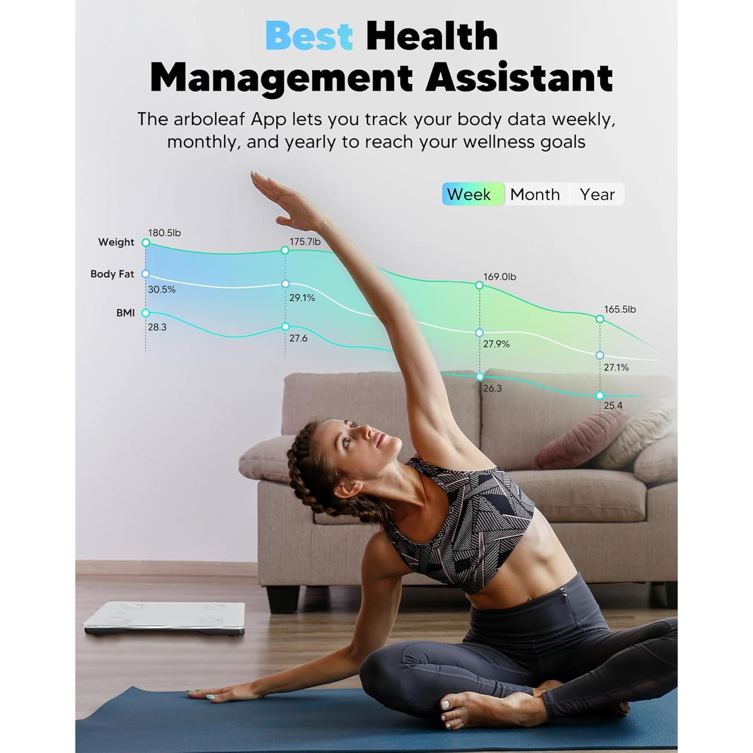 Báscula Inteligente Arboleaf Bluetooth 14 Métricas 180 kg Blanco